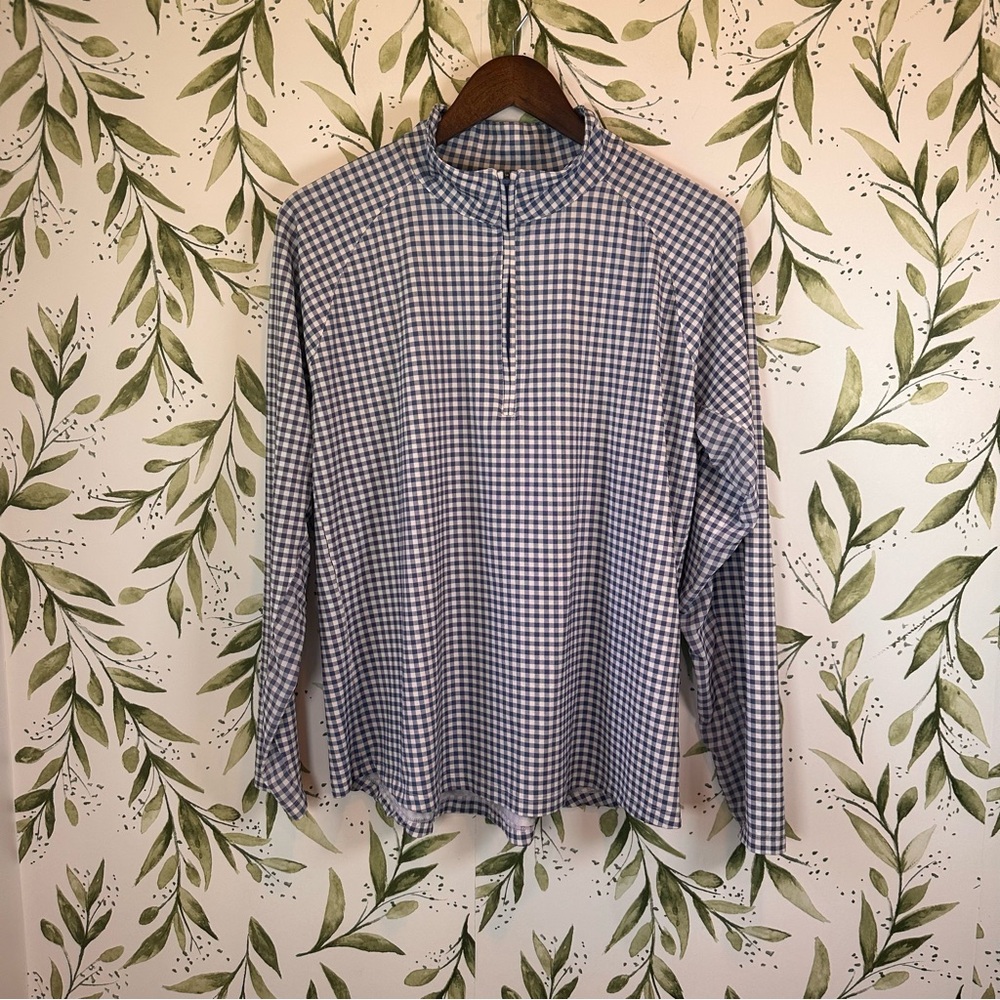 Walter Hagen Performance 11 Quarter Zip Golf Shirt. Blue/White Gingham. 2XL